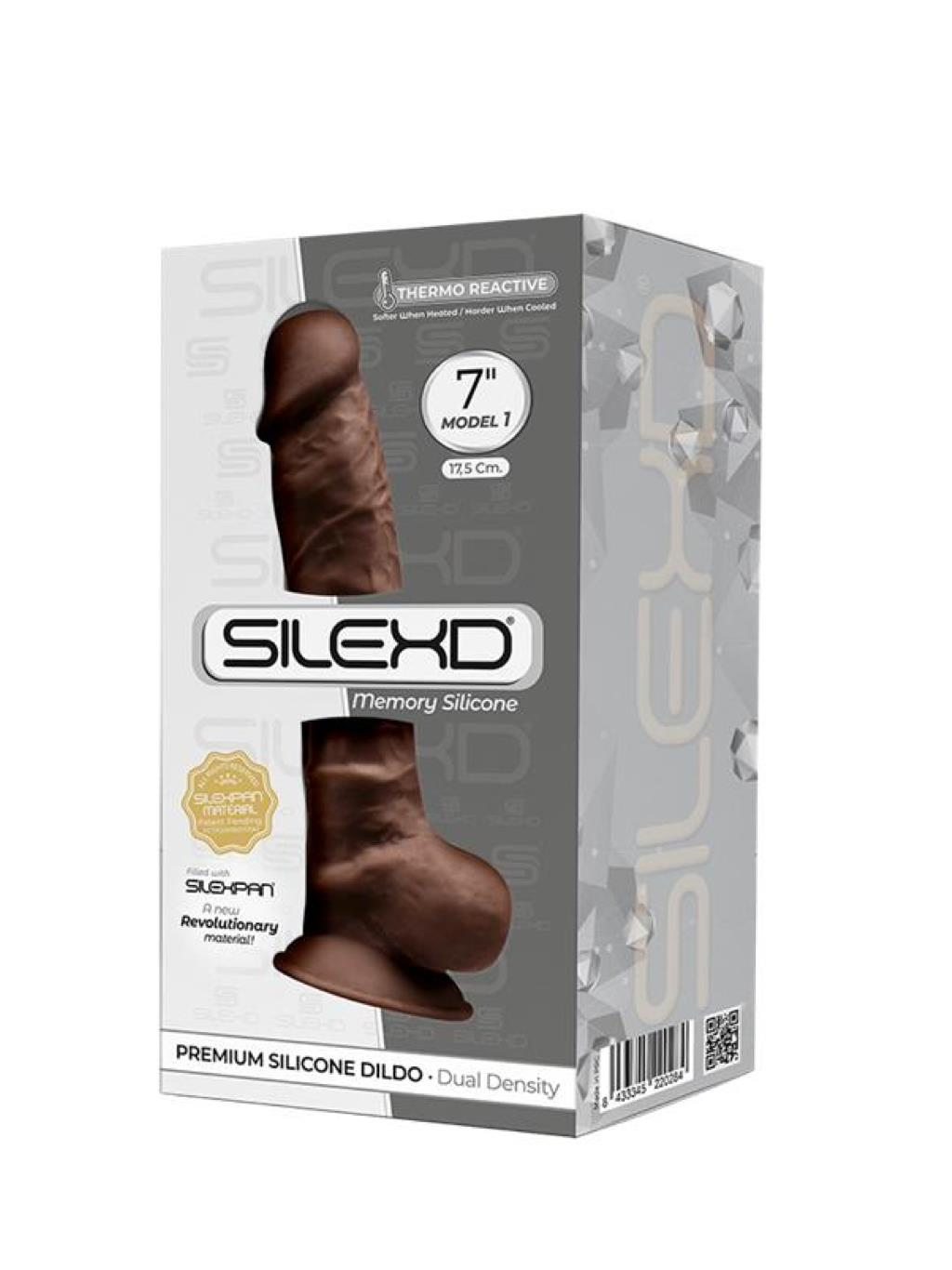 Adrien Lastic Silexpan Dildo 7-Inch Brown in its packaging