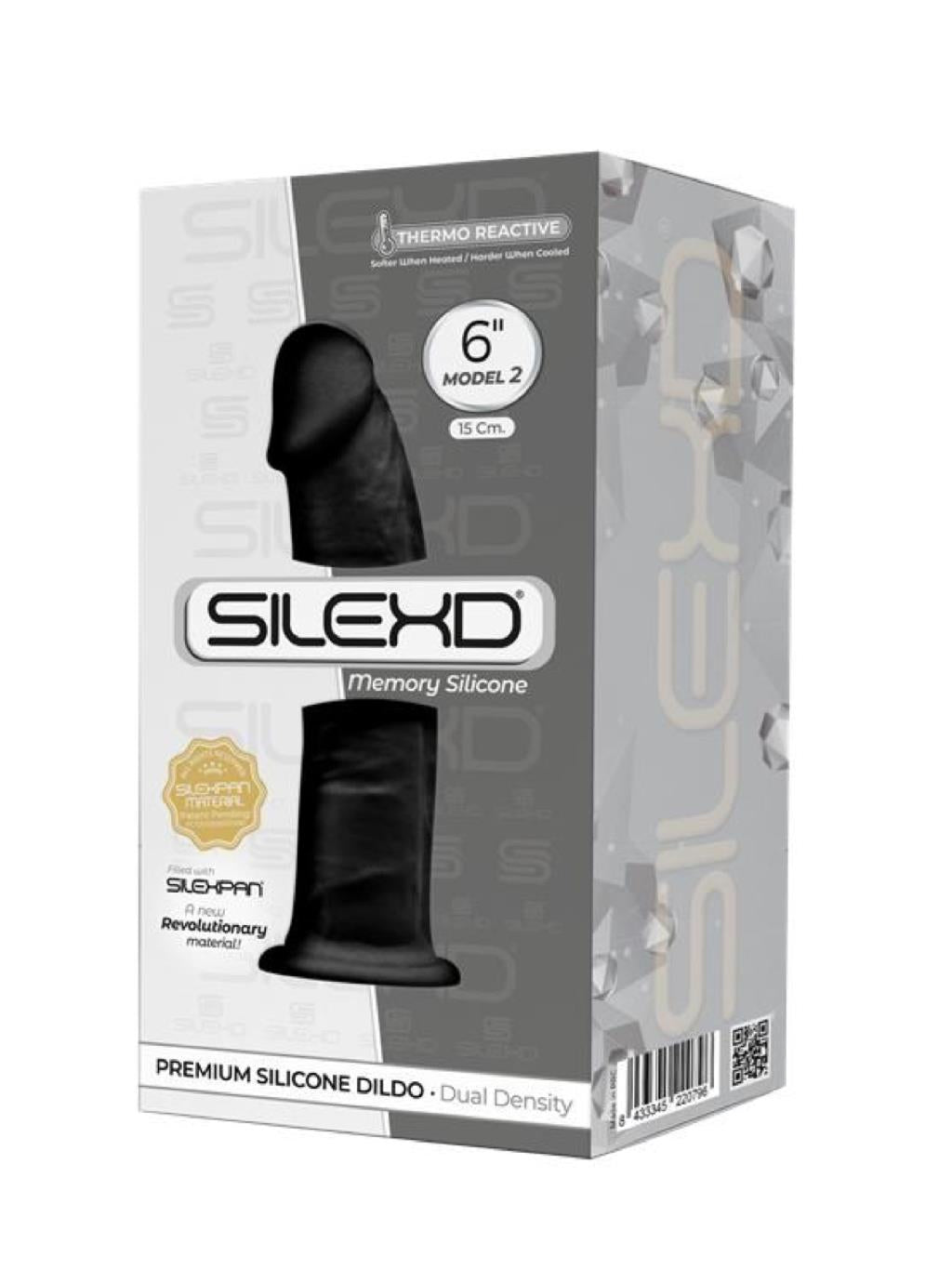 Adrien Lastic Silexpan Dildo 6 inch black in packaging.