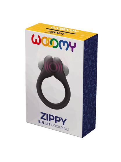 Wooomy Zippy Vibrating Ring With Bullet - Black