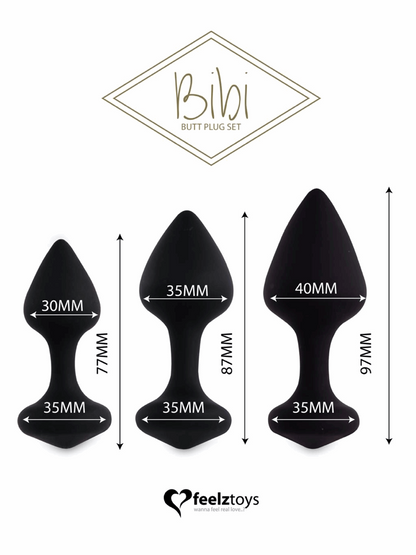 FeelzToys Bibi Butt Plug Set 3 pcs - Black